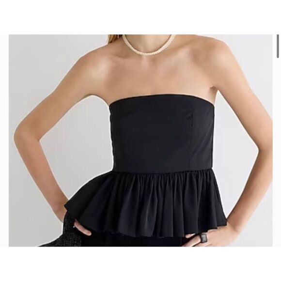J.Crew strapless black taffeta peplum top size 6 - Picture 1 of 10